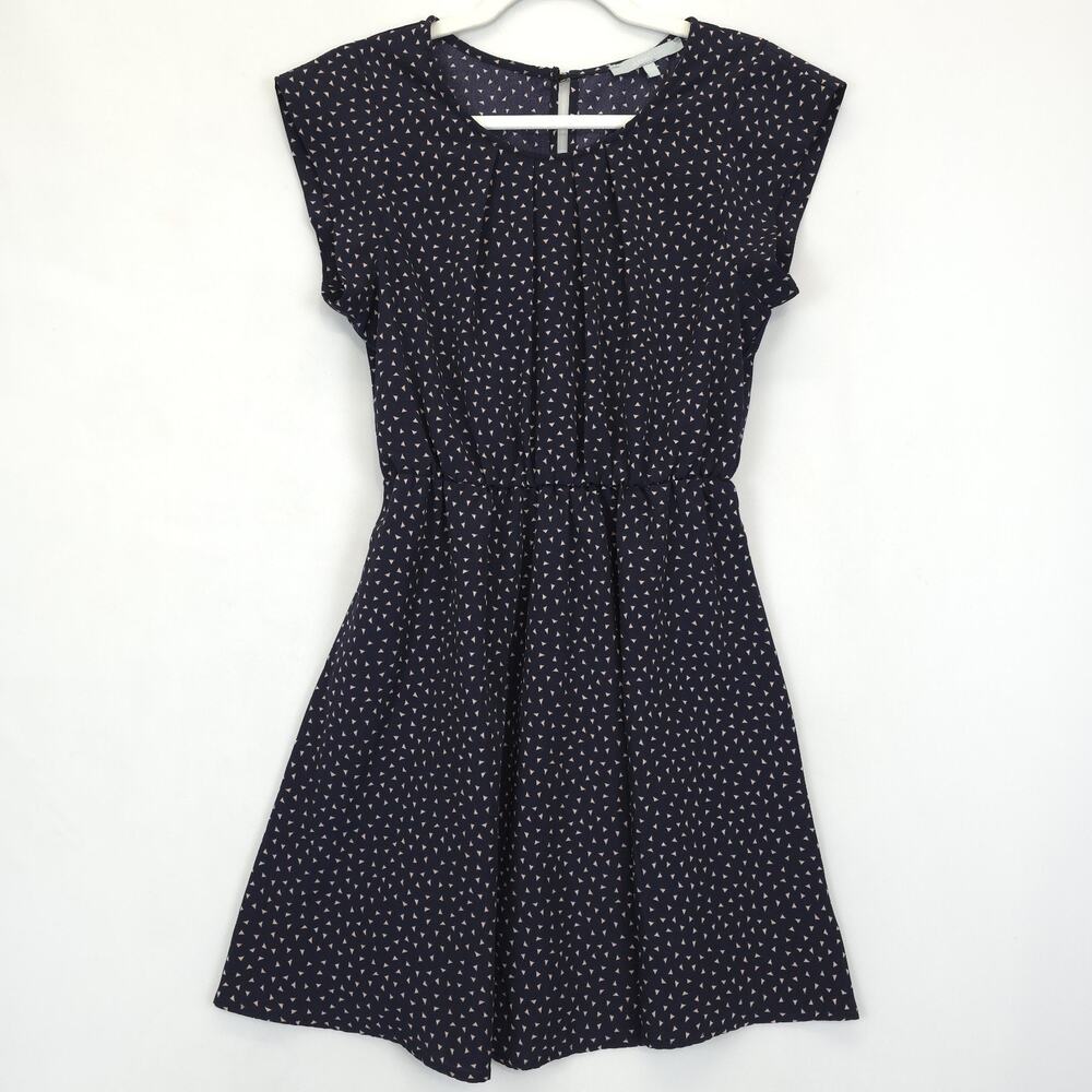 Sweet Rain Short A Line Dress Elastic Waist‎ Pleated Women S Navy Pink Office